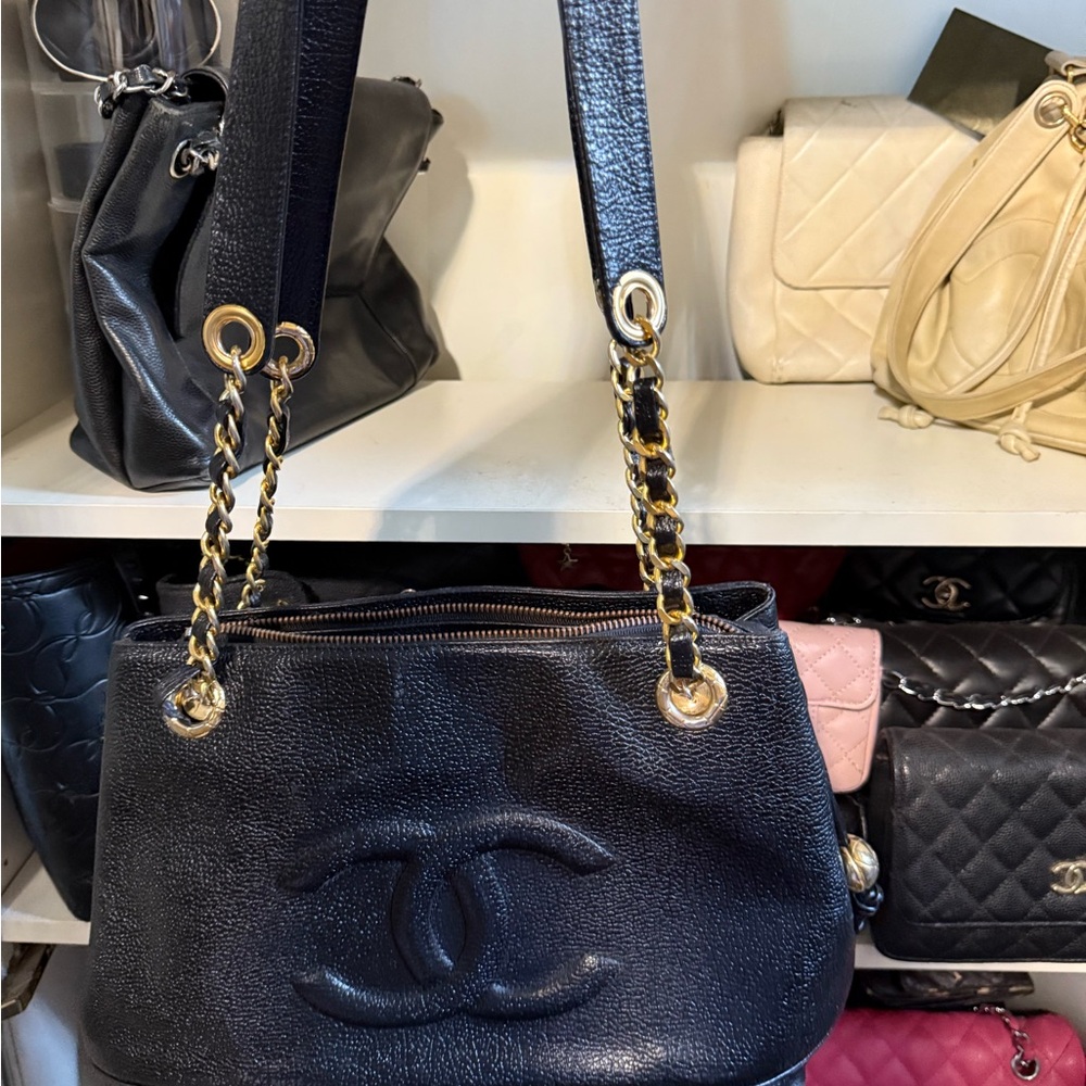 Chanel Black Shoulder Bag with Gold Chain vintage